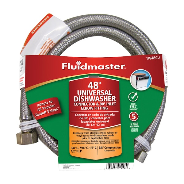Fluidmaster 3/8 in. Compression X 3/8 in. D Compression 48 in. Stainless Steel Dishwasher Supply Lin